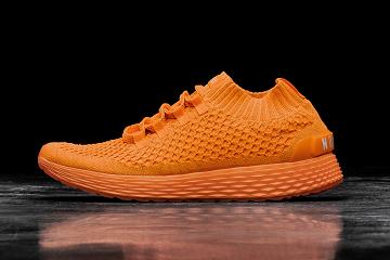 Orange Nobull Neon Reflective Knit Runner Men's Running Shoes | CA C1172T